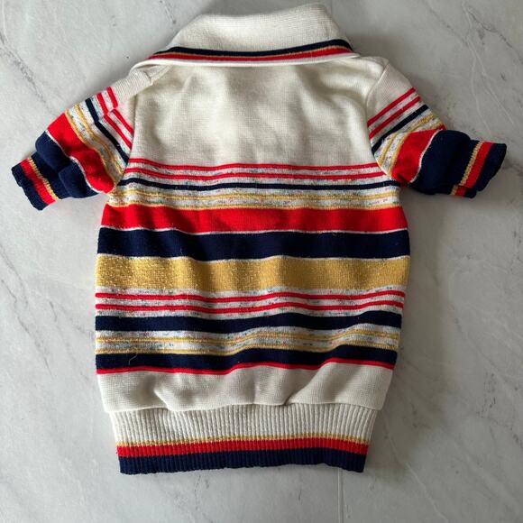 Bull Frog Knits striped sweater boys 3T  70s 80s Collared yellow blue red multi - Picture 7 of 7